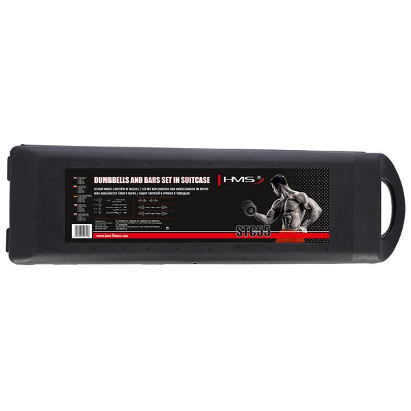 Činky STC55 - rovné a zkrácené činky v chromovaném pouzdře 55 kg HMS