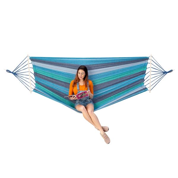 NC9004 NIEBIESKI-CIEMNO NIEBIESKI HAMAK Z DREWNIANĄ BELKA 70CM I METALOWYM UCHWYTEM NILS CAMP