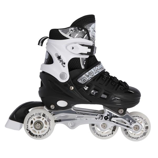 NH10905 4in1 BLACK SIZE S(31-34) NILS EXTREME INLINE SKATES WITH ADJUSTABLE HOCKEY BLADE