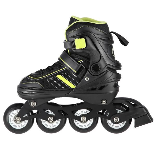 NH18191 2in1 BLACK-LIME SIZE M(34-38) NILS EXTREME ROLLER SKATES WITH HOCKEY BOARD