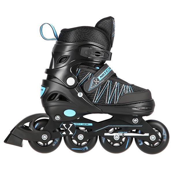 NH11912 A 2in1 BLACK/BLUE SIZE S(31-34) NILS EXTREME ROLLER SKATES WITH HOCKEY BOARD