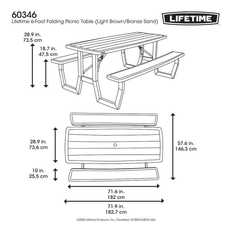 LIFETIME GARDEN SET TABLE AND TWO BENCHES 60346