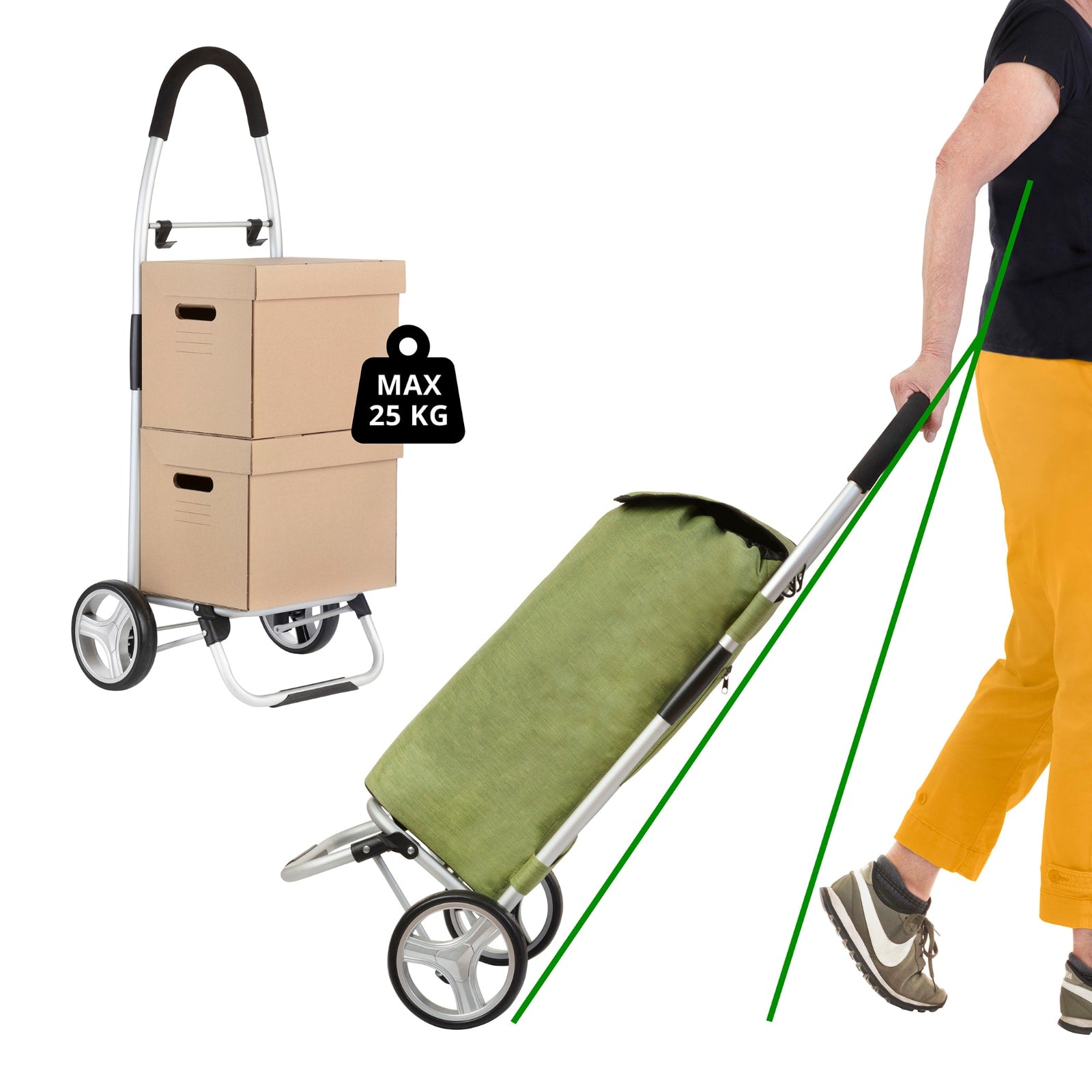CRUISER FOLDABLE SHOPPING TROLLEY CLASSIC GREEN PREMIUM 650068 
