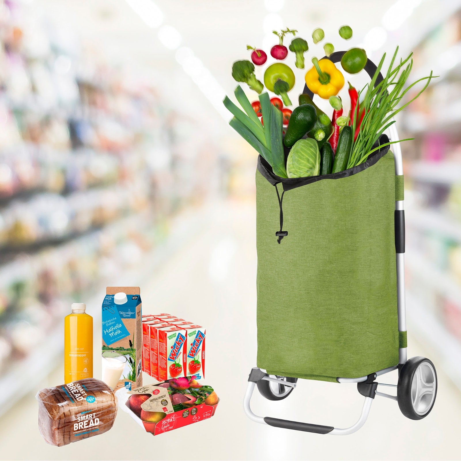 CRUISER FOLDABLE SHOPPING TROLLEY CLASSIC GREEN PREMIUM 650068 