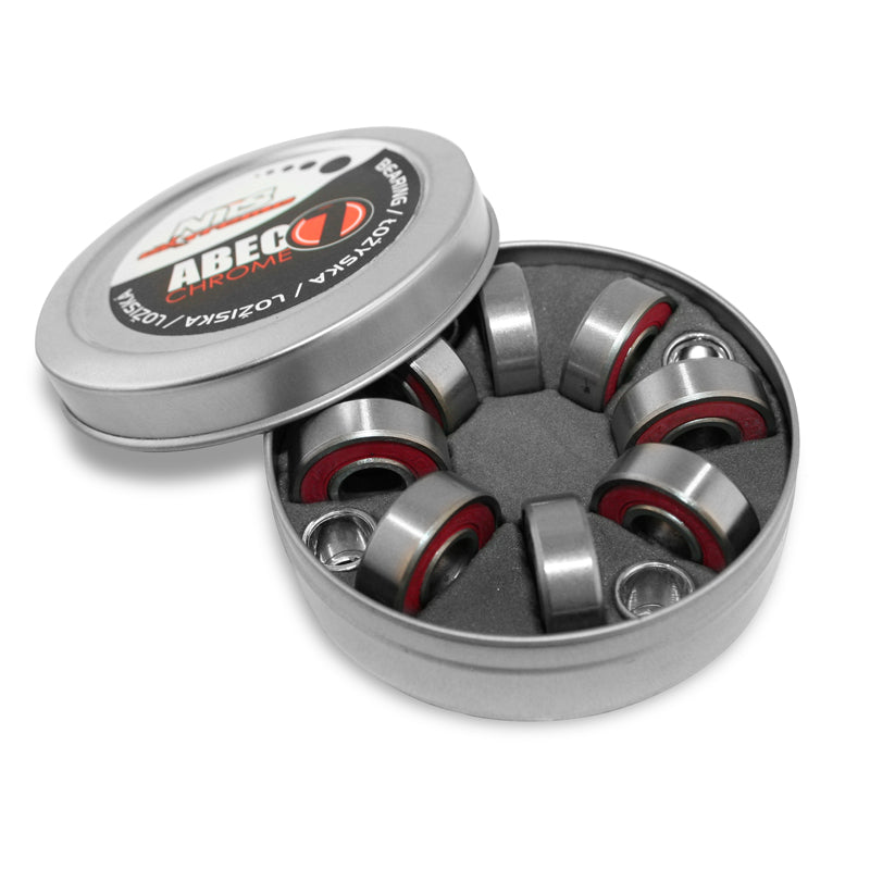 ABEC-7 RS RED CHROME BEARINGS (8 pcs) PACK METAL NILS EXTREME