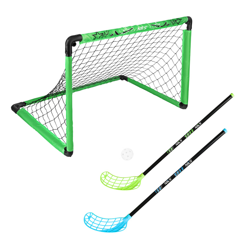 BRH2521 FLOORBALL SET HOCKEY GOAL + 2 STICKS + NILS BALL