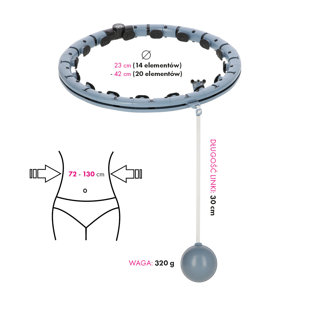 FH07 Gray Hula Hop z obciążnikiem i licznikiem