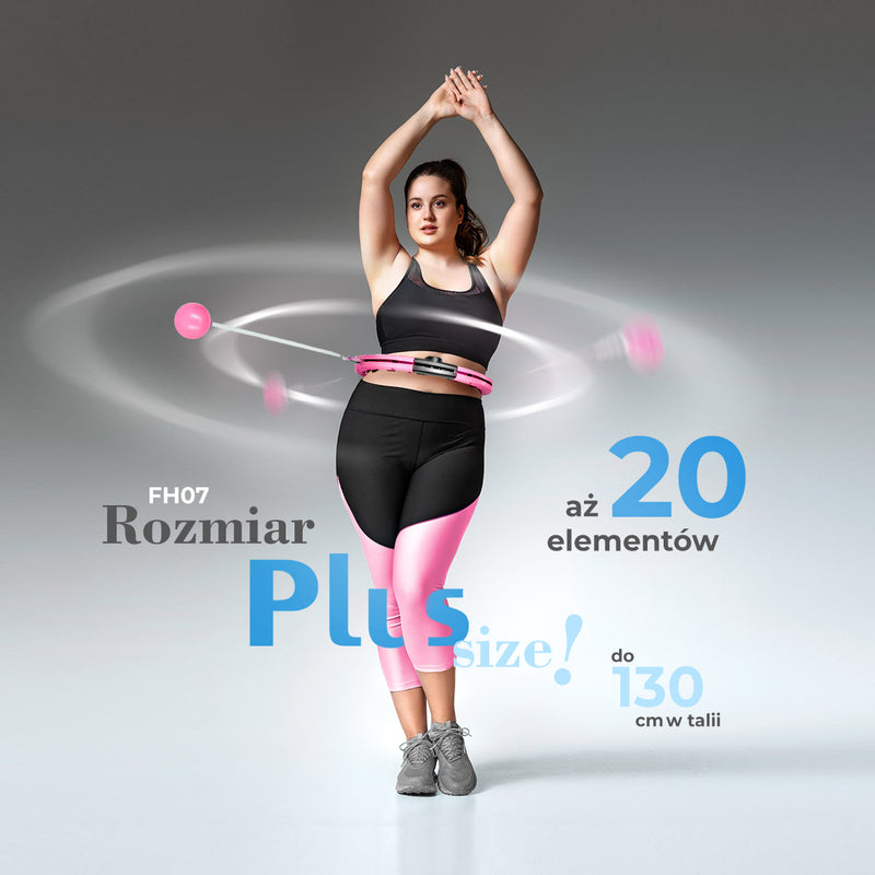 ZESTAW REGULOWANY HULA HOP FH07 PINK Z OBCIĄŻNIKEIM I LICZNIKIEM + PAS BR125