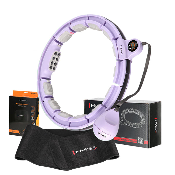 VIOLET HHM13 MAGNETIC HULA HOP SET WITH HMS COUNTER + BR163 BLACK SLIMMING BELT