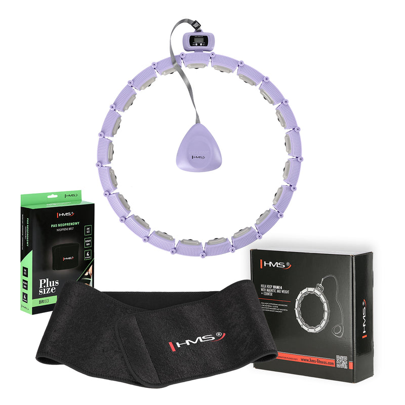 VIOLET HHM14 MAGNETIC HULA HOP SET WITH HMS COUNTER + BR163 BLACK PLUS SIZE BELT