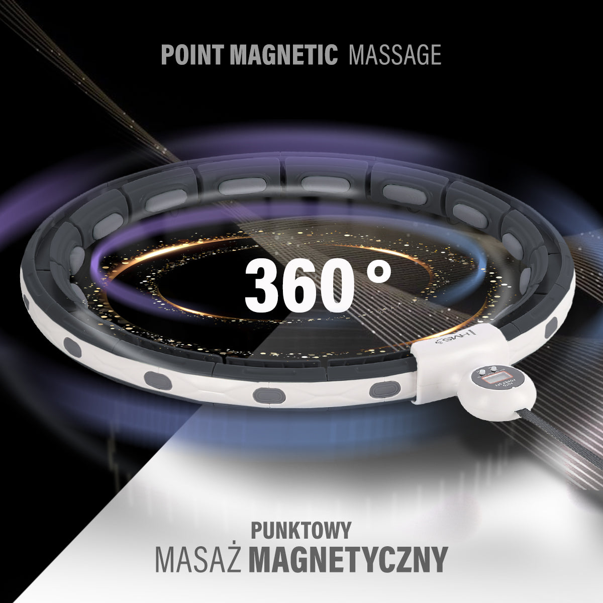 HHM15 HULA HOP ČERNÝ S MAGNETEM A ZÁVAŽÍM + POČÍTADLO HMS