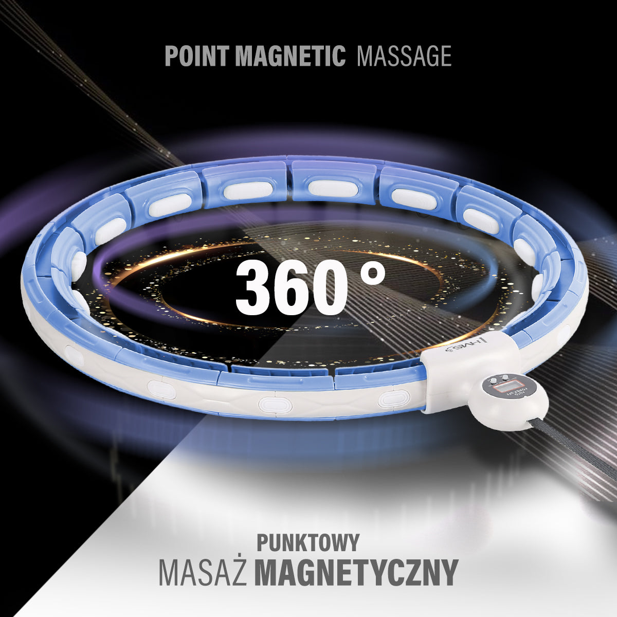 HHM15 HULA HOP MODRÁ S MAGNETEM A ZÁVAŽÍM + POČÍTADLO HMS