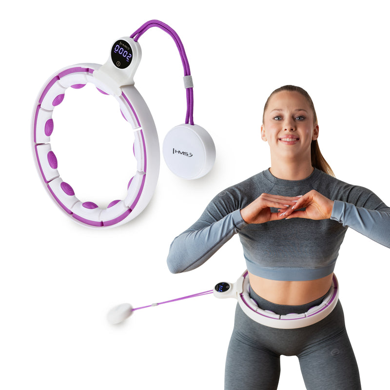 HULA HOP SET MAGNETIC WHITE/VIOLET HHM17 WITH HMS COUNTER + SLIMMING BELT BR163 BLACK