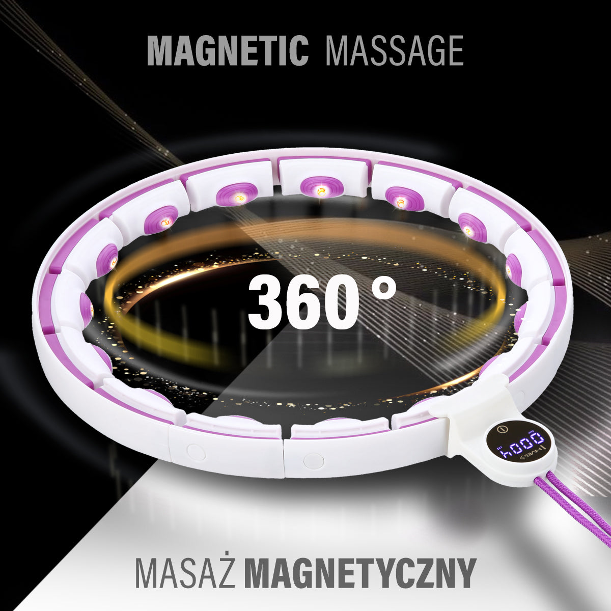 HHM17 HULA HOP BÍLO-FIALOVÝ S MAGNETY A ZÁVAŽÍM + POČÍTADLO HMS