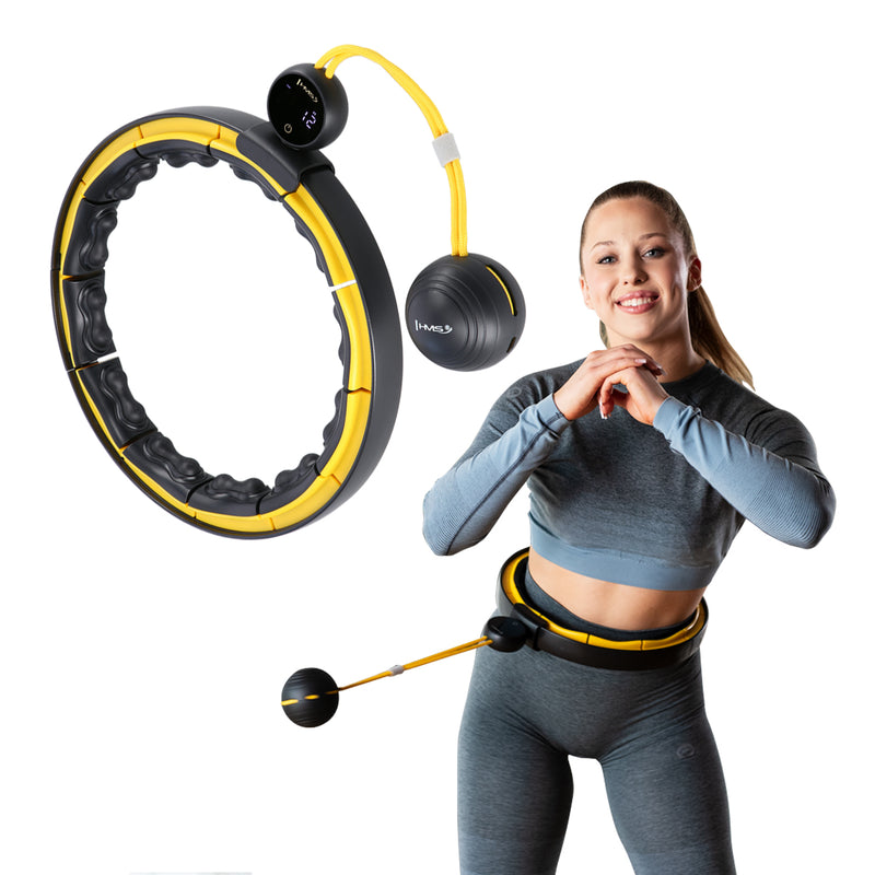 HULA HOP SET MAGNETIC BLACK/YELLOW HHM21 WITH HMS COUNTER + SLIMMING BELT BR1313