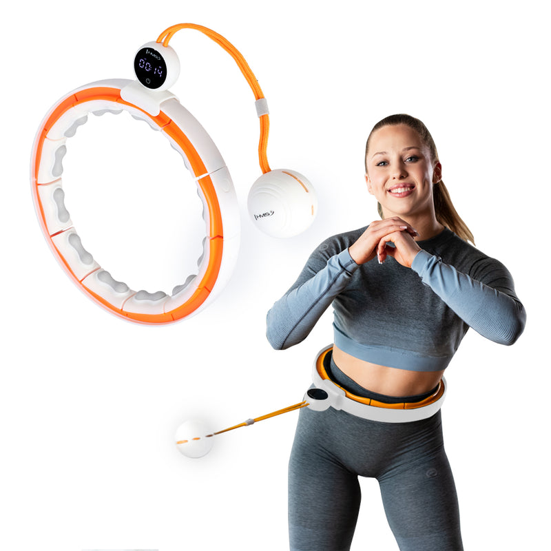 HULA HOP SET MAGNETIC WHITE/ORANGE HHM21 WITH HMS COUNTER + SLIMMING BELT BR1313