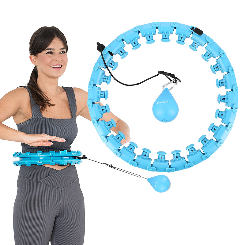 HULA HOP SET HHW01 BLUE WITH PROJECTIONS AND HMS WEIGHT + BR163 RED BELT