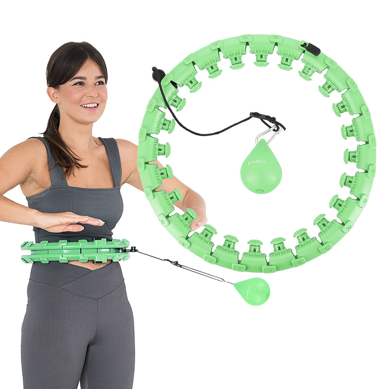 HULA HOP SET HHW01 GREEN WITH PROJECTIONS AND HMS WEIGHT + BR163 RED BELT