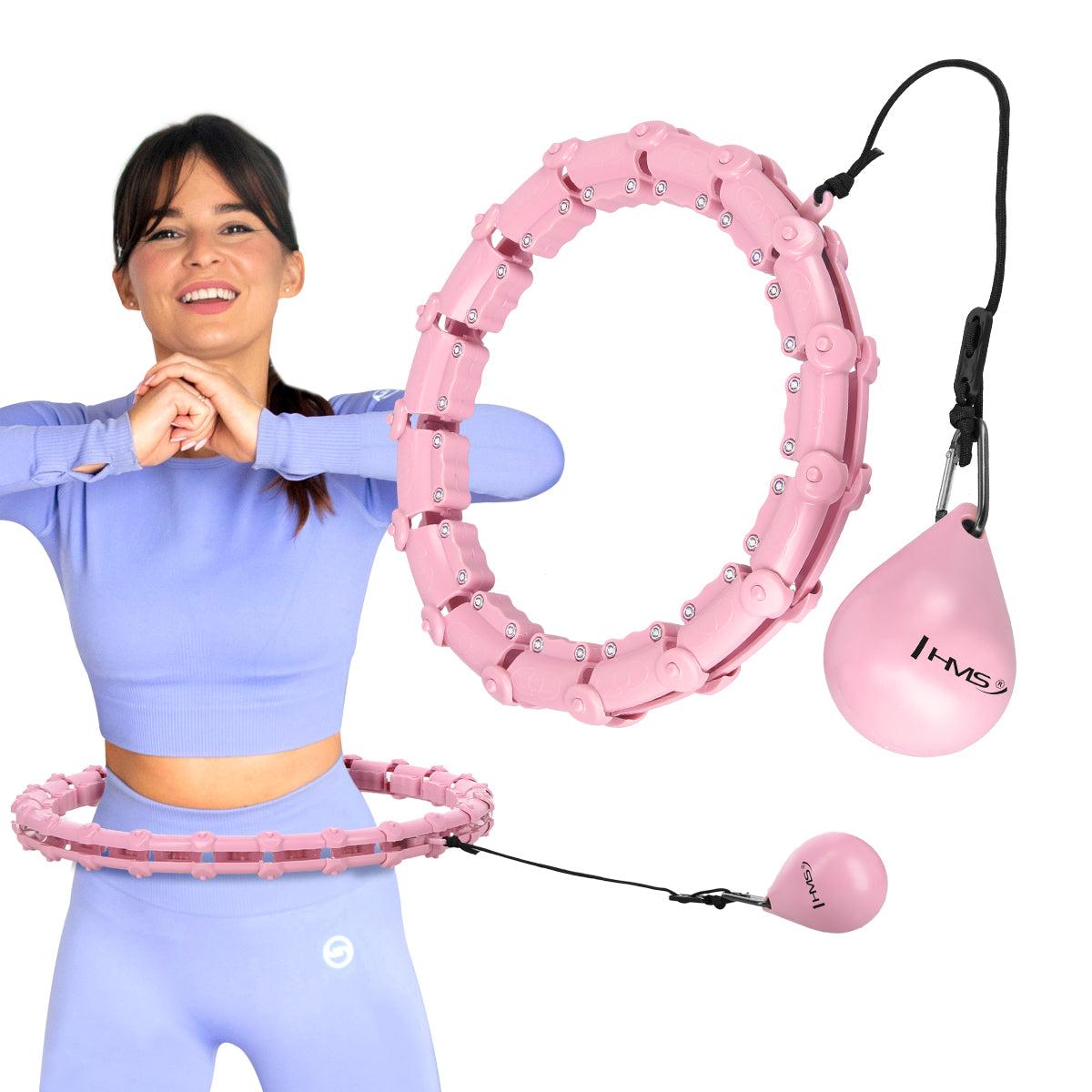 HMS HHW02 Light Pink Hula Hop z wypustkami i obciążnikiem