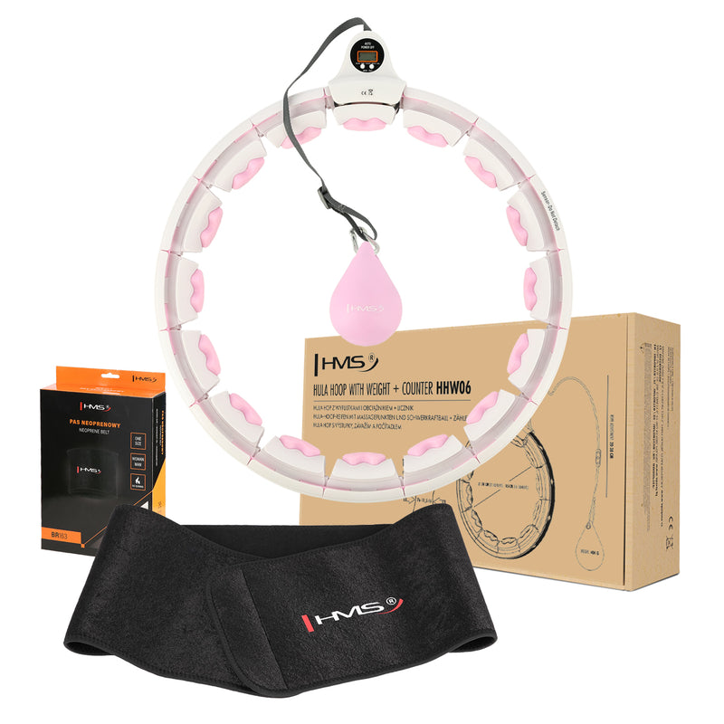 HULA HOP SET HHW06 PINK WITH GRAVITY BALL AND HMS COUNTER + BR163 BLACK BELT