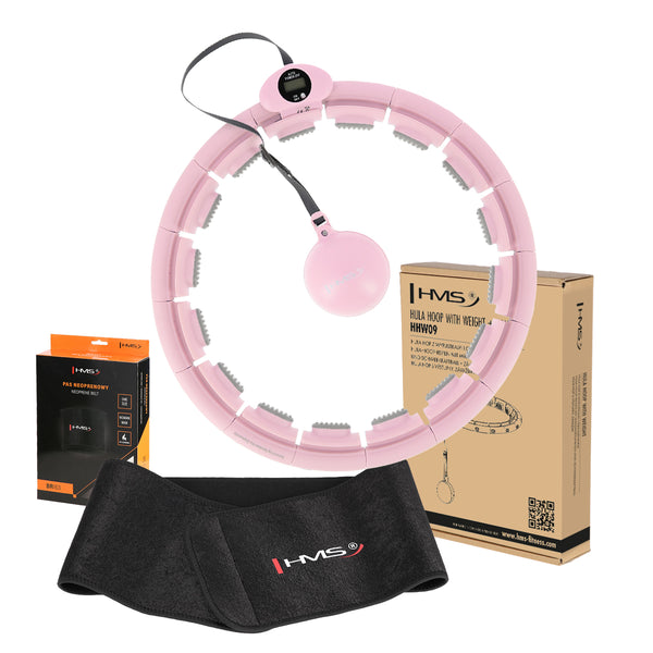 ZESTAW HULA HOP HHW09 PINK Z PIŁKĄ GRAWITACYJNĄ I LICZNIKIEM HMS + PAS BR163 BLACK