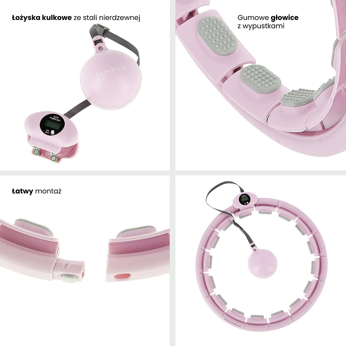 HMS HHW09 Pink Hula Hop z wypustkami i obciążnikiem + licznik