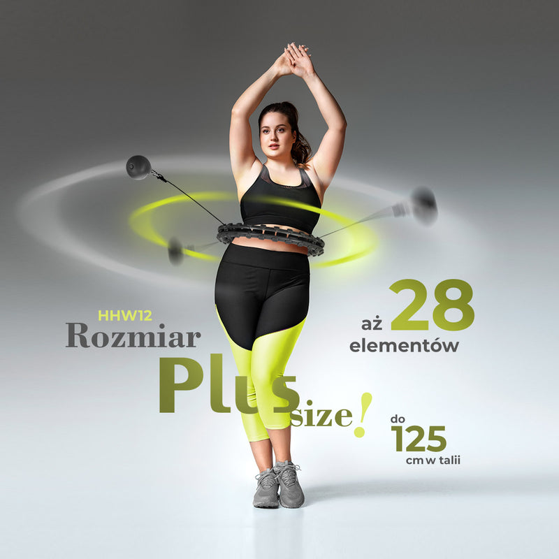 ZESTAW HULA HOP PLUS SIZE HHW12 BLACK Z WYPUSTKAMI I OBCIĄŻNIKIEM HMS + PAS BR163 RED