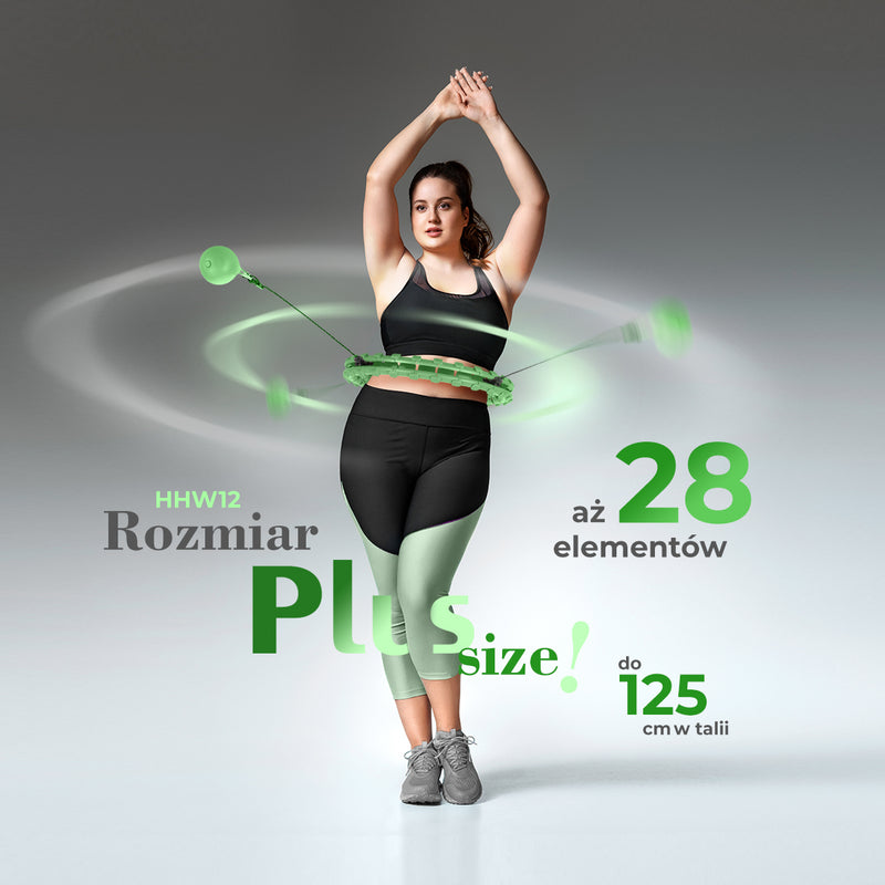 ZESTAW HULA HOP PLUS SIZE HHW12 GREEN Z WYPUSTKAMI I OBCIĄŻNIKIEM HMS + PAS BR163 BLACK