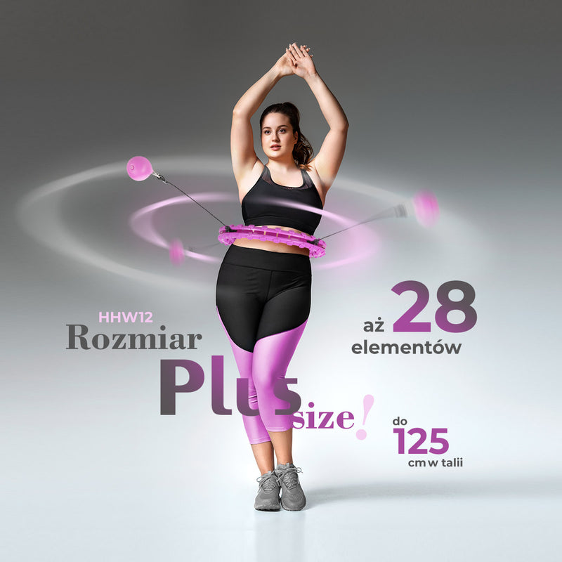 ZESTAW HULA HOP PLUS SIZE HHW12 VIOLET Z WYPUSTKAMI I OBCIĄŻNIKIEM HMS + PAS BR163 BLACK