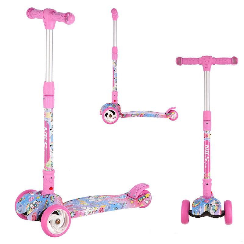 HLB15 PINK LED CHILDREN'S SCOOTER NILS FUN