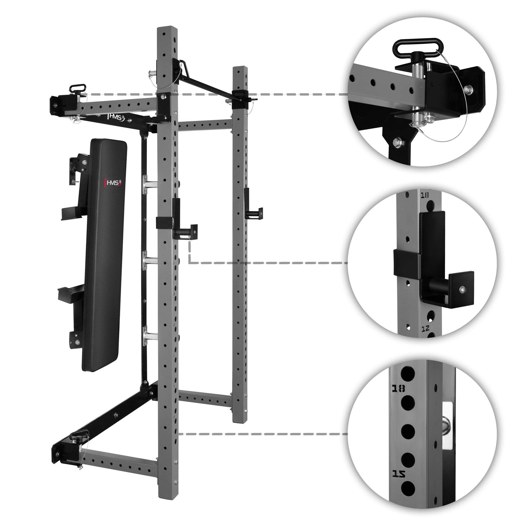 HMS KLT34 GREY Wielofunkcyjna klatka treningowa składana