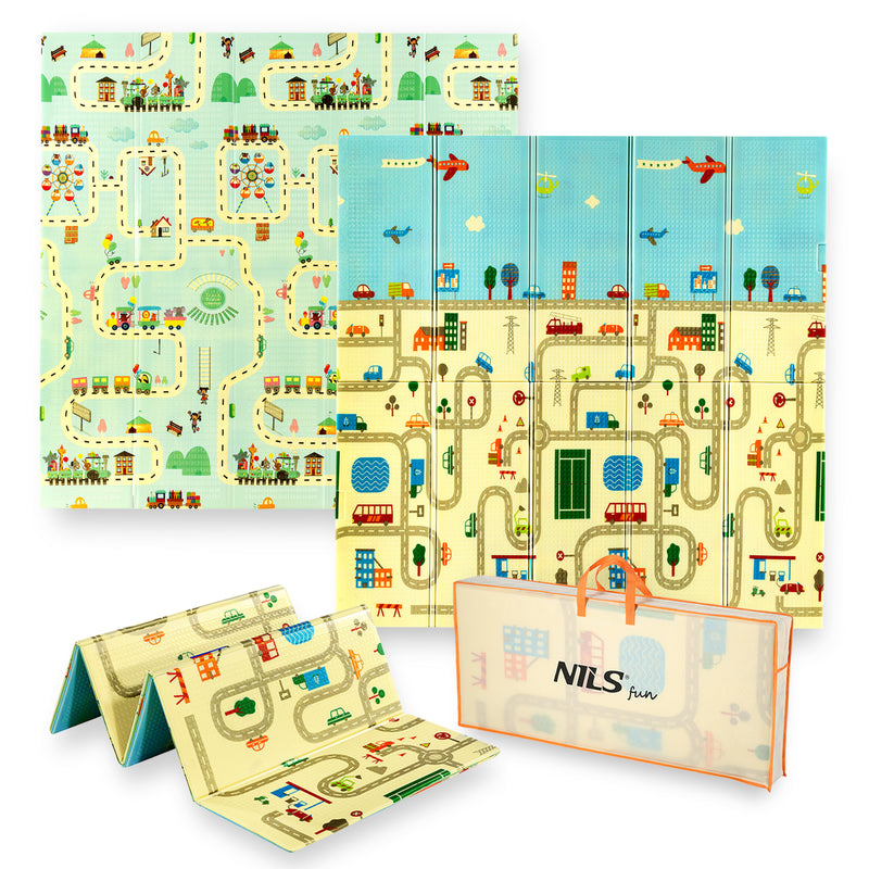 MD04 CHILDREN'S FOLDABLE MAT CITY 195x180CM NILS FUN