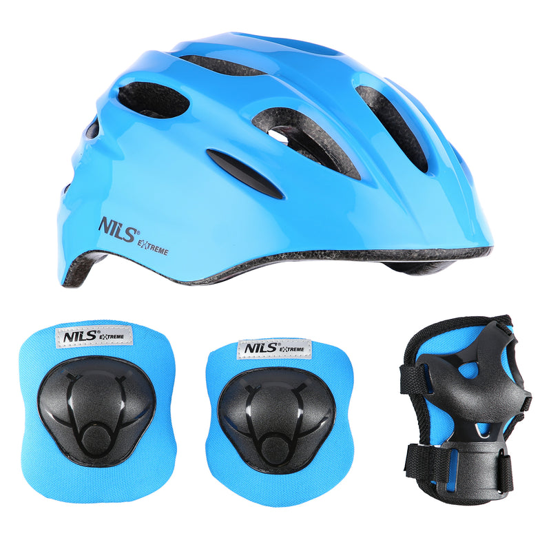 MTW01+H210 SET HELMET WITH PROTECTORS BLUE SIZE S NILS EXTREME