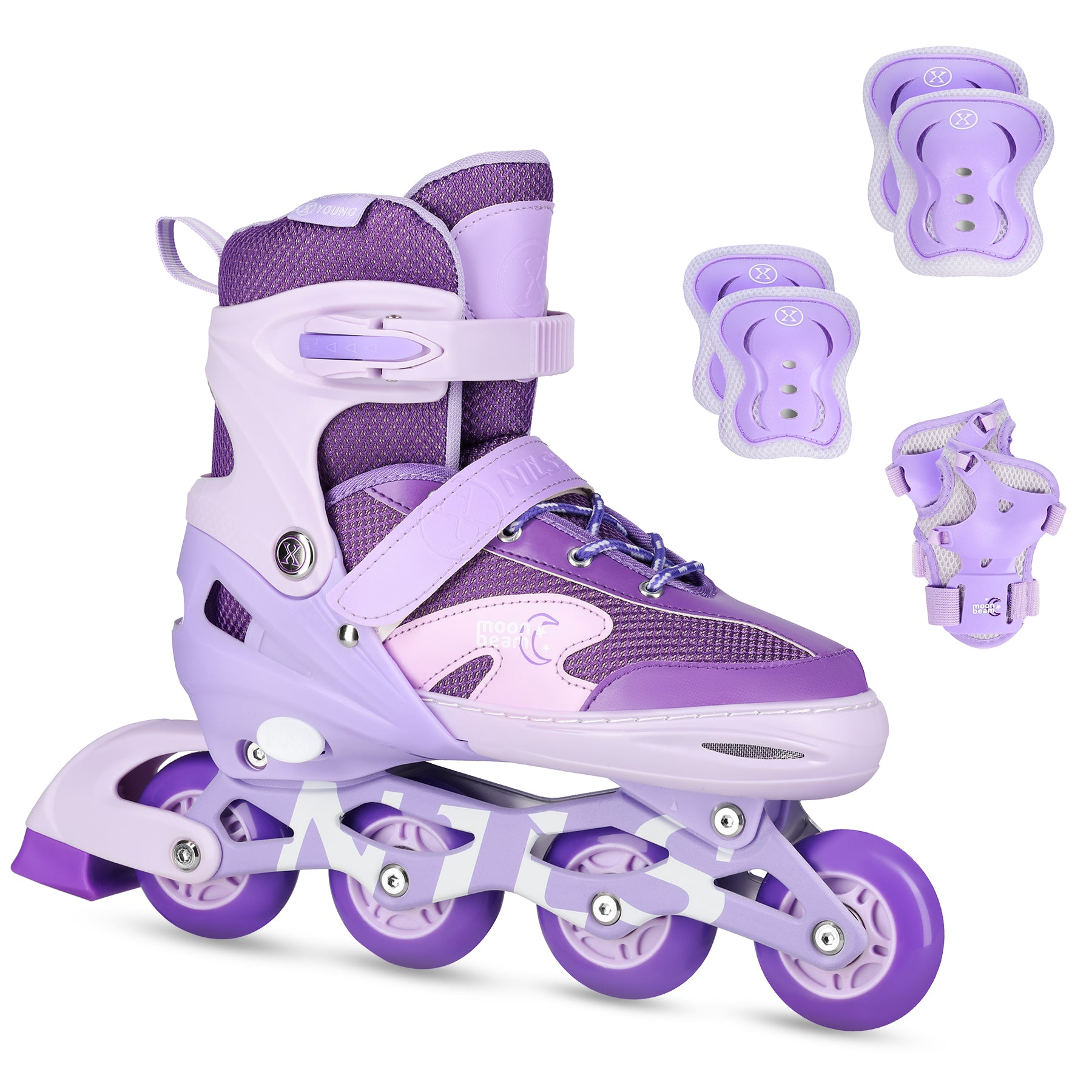 NA0189 LED SET MOONBEAM SKATE PROTECTORS PURPLE SIZE S(31-34) NILS EXTREME