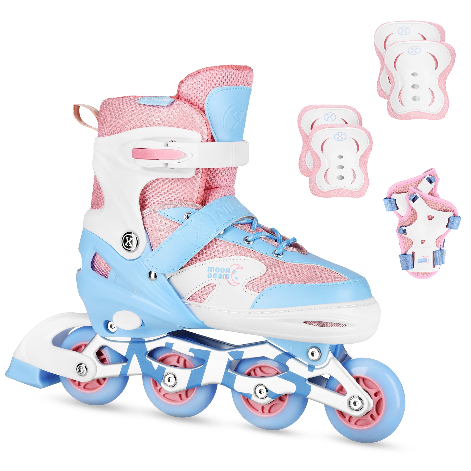 NA0189 LED SET INLINE SKATES PROTECTORS MOONBEAM WHITE SIZE M (35-38) NILS EXTREME