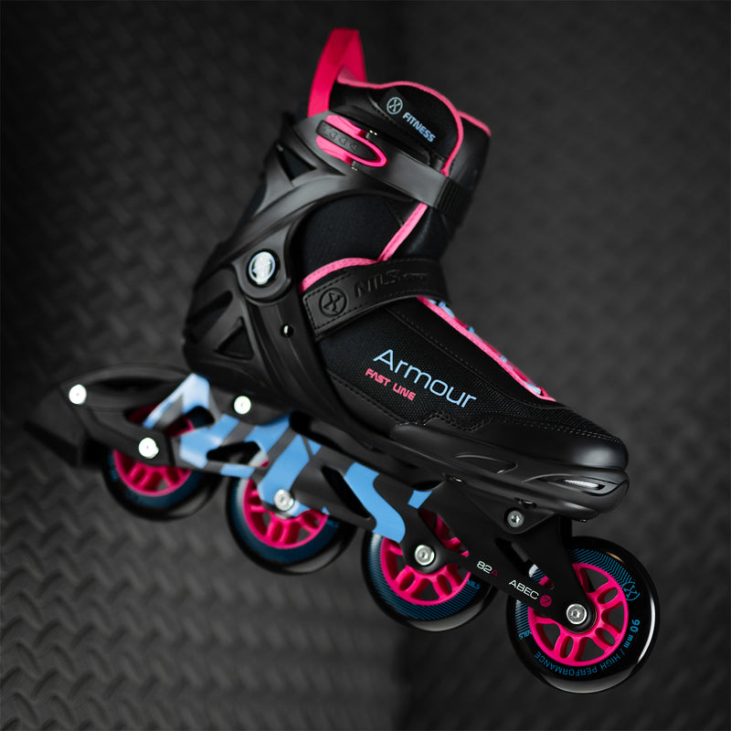 NA22151 ARMOUR BLACK PINK ROLLER SKATES SIZE 43 NILS EXTREME