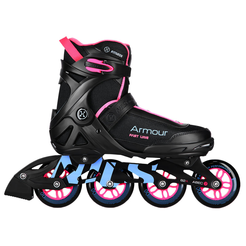 NA22151 ARMOUR BLACK PINK ROLLER SKATES SIZE 39 NILS EXTREME