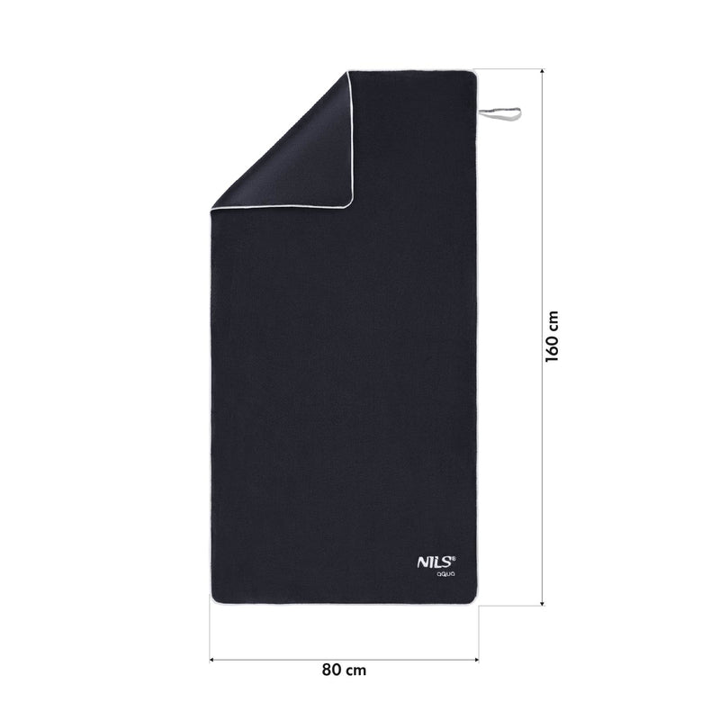 NAR14 RĘCZNIK Z MIKROFIBRY FROTTE CZARNY 160X80cm NILS AQUA