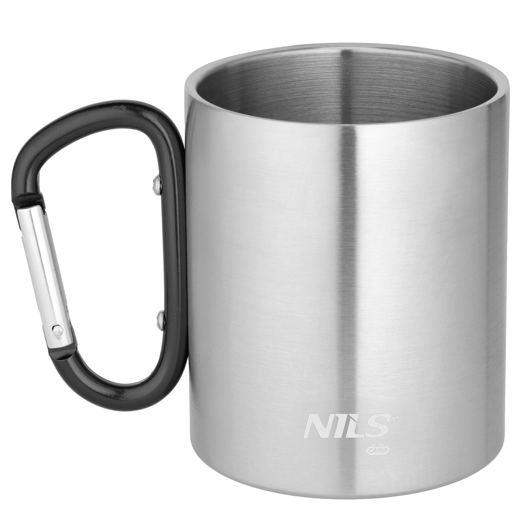 NC17110 KUBEK KEMPINGOWY Z KARABIŃCZYKIEM 330 ML STAL NIERDZEWNA CZARNY NILS CAMP