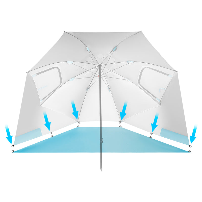 NC17114 PARASOL/PARAWAN PLAŻOWY 2W1 XXL 240 CM NIEBIESKI NILS