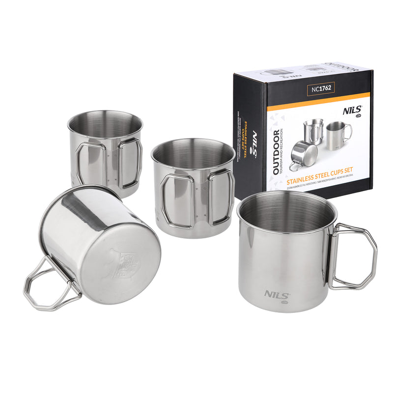 NC1762 NILS CAMP STAINLESS STEEL MUGS SET OF FOUR