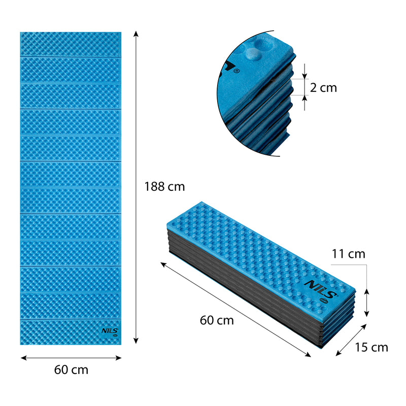 NC1768 BLUE FOLDABLE SLEEPING MATT 188cm NILS CAMP