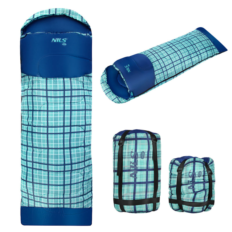 NC2009 BLUE CHECK SLEEPING BAG SIZE L NILS CAMP