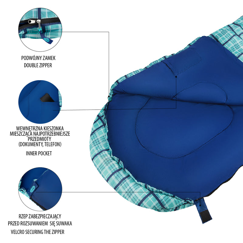 NC2009 BLUE CHECK SLEEPING BAG SIZE L NILS CAMP