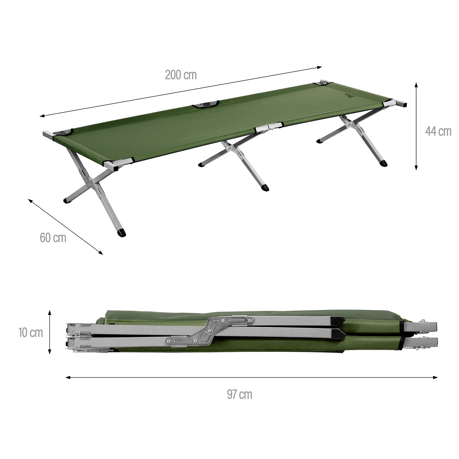 NC2756 FOLDABLE CAMP BED GREEN 200 CM NILS CAMP
