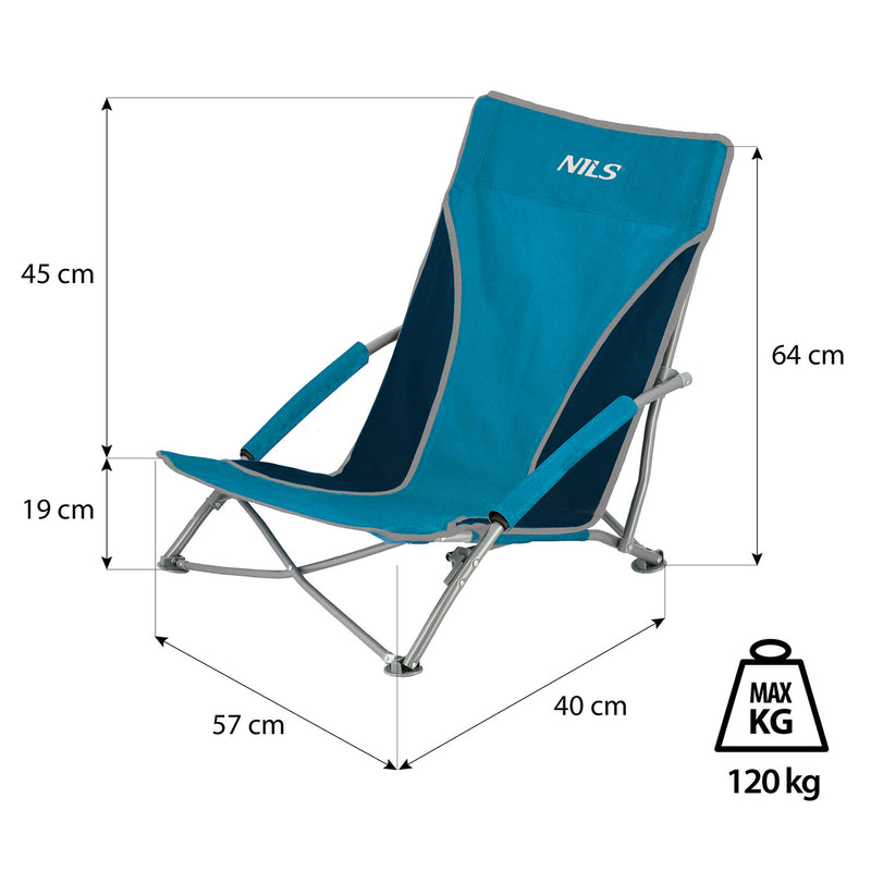 NC3035 KRZESŁO PLAŻOWE NIEBIESKO-SZARE NILS