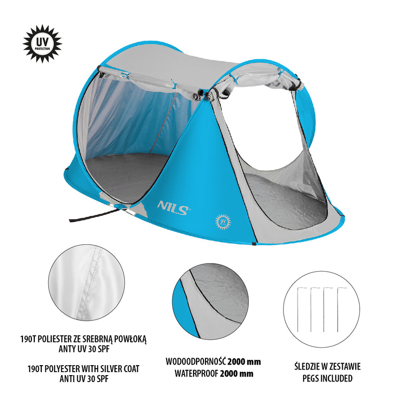 NC3043 BLUE SELF-EXTENDING BEACH TENT NILS