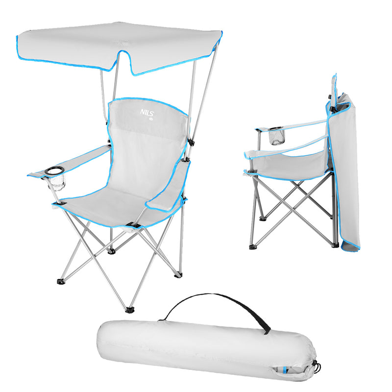 NC3087 GRAY CAMPING CHAIR WITH CANOPY NILS CAMP