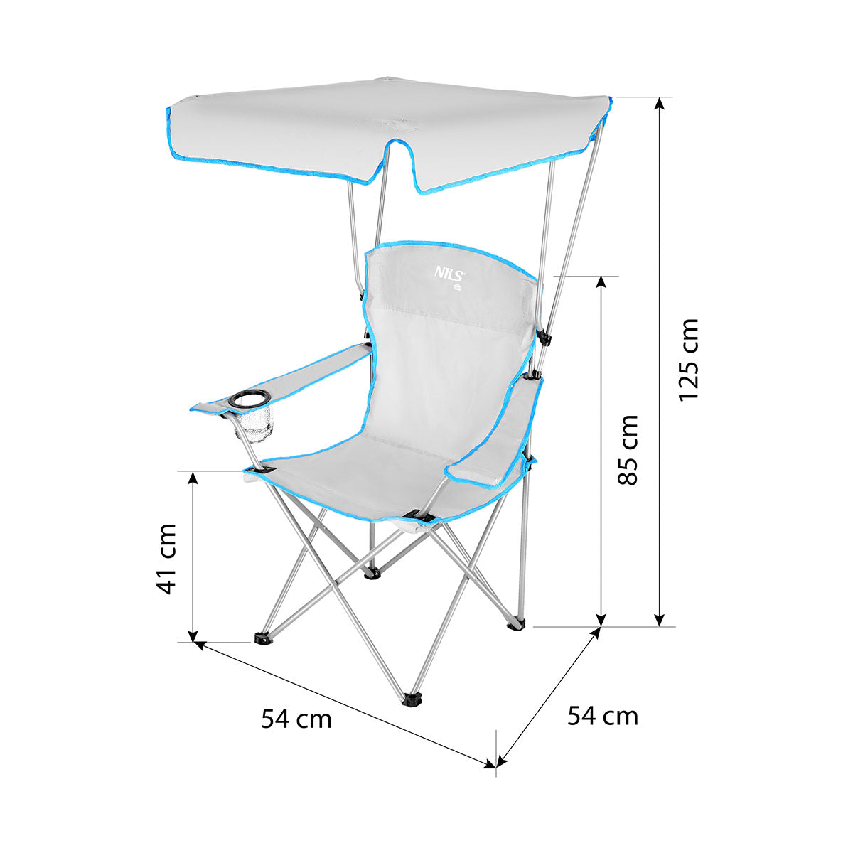 NC3087 GRAY CAMPING CHAIR WITH CANOPY NILS CAMP