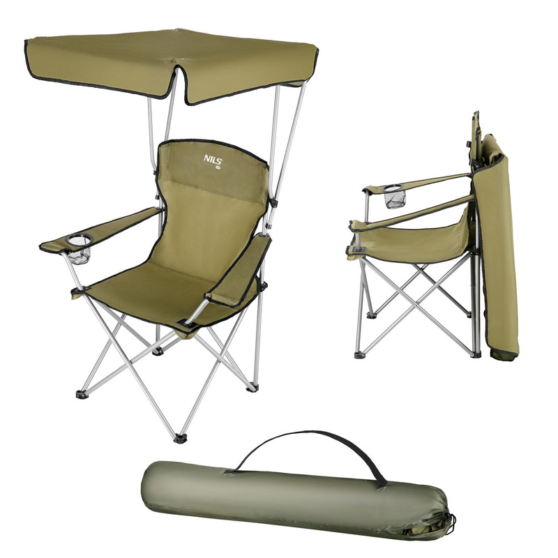 NC3087 GREEN CAMPING CHAIR WITH CANOPY NILS CAMP